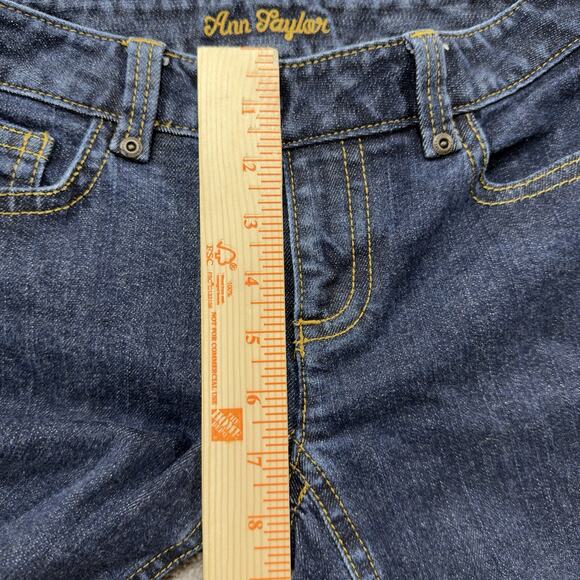 Ann Taylor 0P Modern Fit Capri Jeans Dark Wash Button Cuff Lindsay Denim Womens - Picture 7 of 9